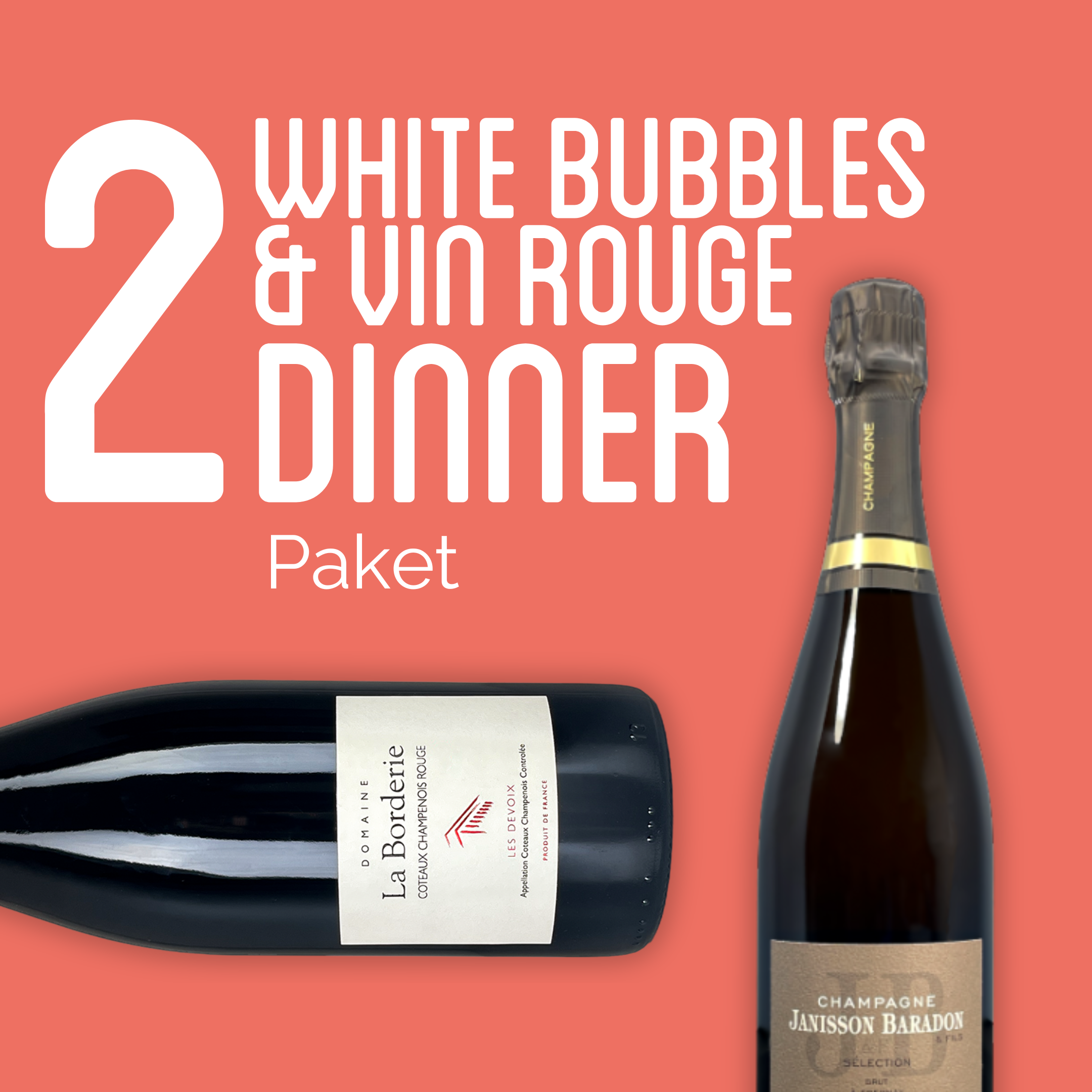 Dinnerpaket White Bubbles & Vin Rouge - Champagner + Stillwein