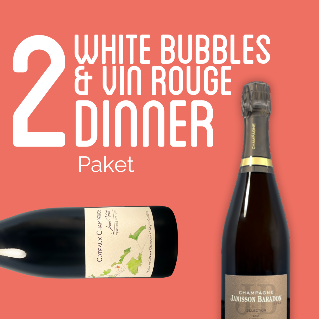 Dinnerpackage White Bubbles & Vin Rouge - Champagne + still wine	