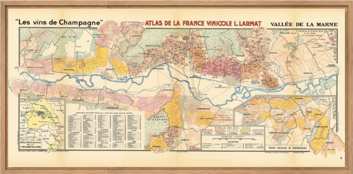 Gerahmte Karte Valée de la Marne in drei Rahmenvarianten