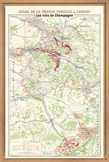 Map of Champagne in three frame variants