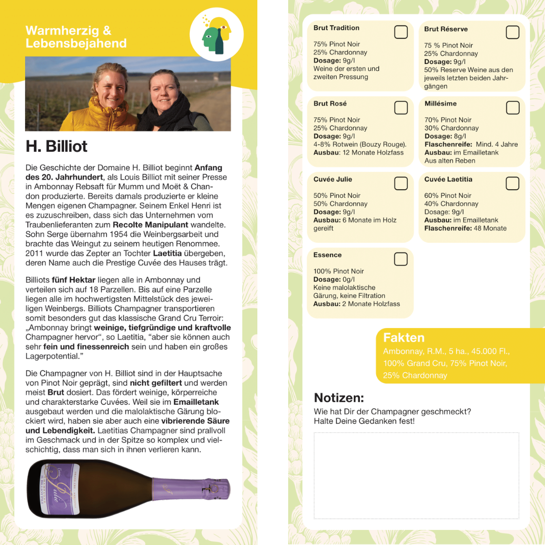 H. Billiot Winzerkarte H. Billiot Winzerkarte