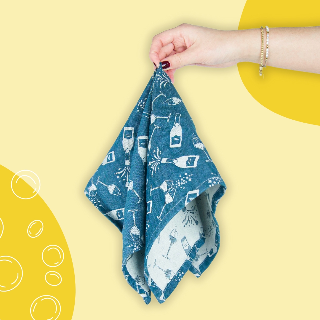 Glass and Dish Towel ChaCha x Wenke-Weinstoff