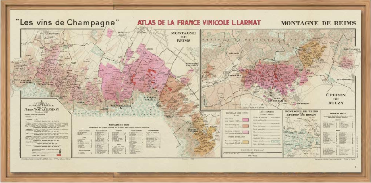 Map Montagne de Reims in three frame variants