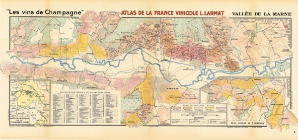 Gerahmte Karte Côte des Blancs in drei Rahmenvarianten