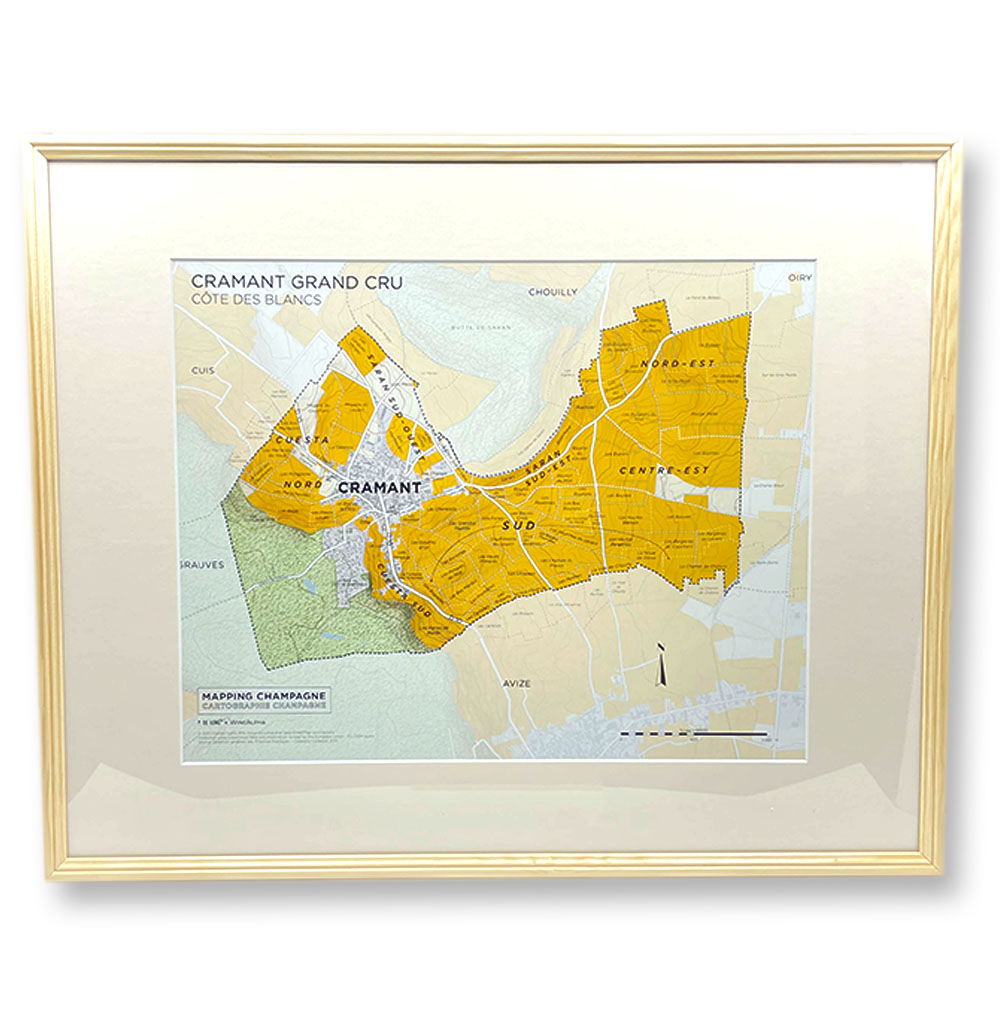 Holzrahmen-Bremen-Cramant-Grand-Cru Framed Map Cramant Grand Cru Wooden Frame